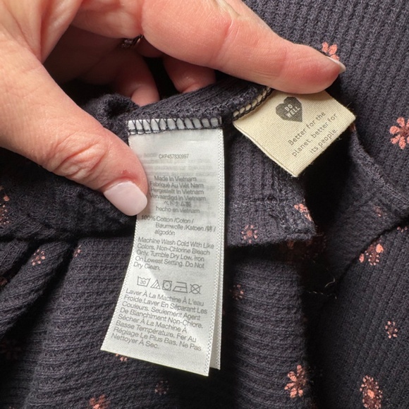 Madewell Henley Women's SM Navy Blue Ditsy Floral Prairie Thermal Casual Sweater - Picture 6 of 6